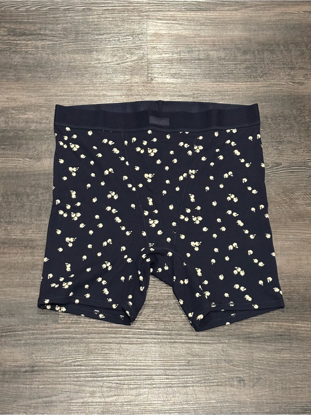 SKIMS Navy Floral Athletic Boxer Shorts